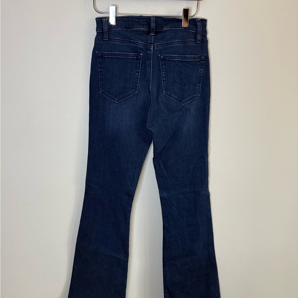 LOFT High Rise Slim Flare Jeans Size 25 Dark Wash Stretch Denim - Picture 7 of 12